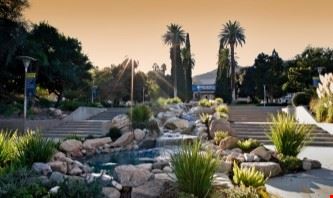 La Sierra University campus with cacti and succulents cultivated.